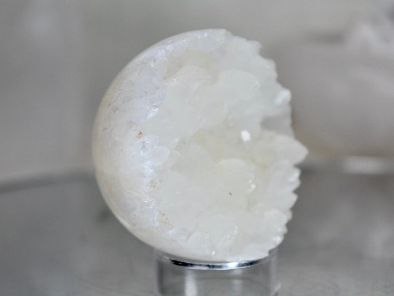 57.9 mm Special Clear Quartz Half Polished Sphere / Cluster Formation, 6.3 oz AA+ Quality High Vibration Crystal from Indonesia, Free Ship