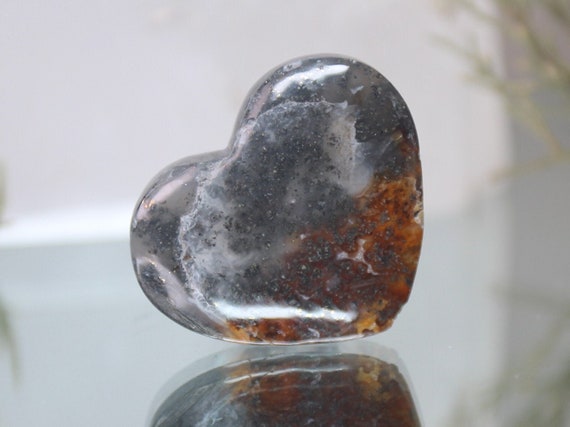 Jasper and Marcasite Heart, Stone of Soul Attraction, AAA+ Quality, 0.9 oz Polished Crystal from Indonesia, Energy Healing, Free Shipping