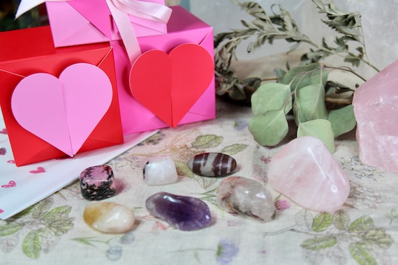 7 pc Divine Feminine Energy Crystal Set, Heart Shaped Box, Gift Wrapped, FREE Shipping (Mothers Day/New Mom)