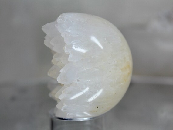 57.9 mm Special Clear Quartz Half Polished Sphere / Cluster Formation, 7.1 oz AA Quality High Vibration Crystal from Indonesia, Free Ship