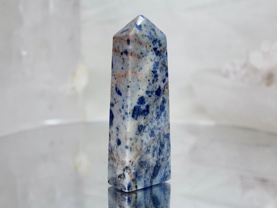 Sodalite Crystal Tower, AA+ Quality, 5.4 oz All Polish from Indonesia, Throat Chakra, Reiki Cleanse, Energy Healing, Free Ship