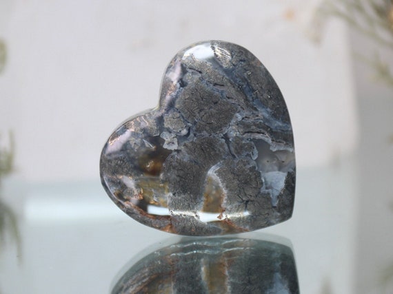 Jasper and Marcasite Heart, Stone of Soul Attraction, AAA++ Quality, 1.8 oz Polished Crystal from Indonesia, Energy Healing, Free Shipping