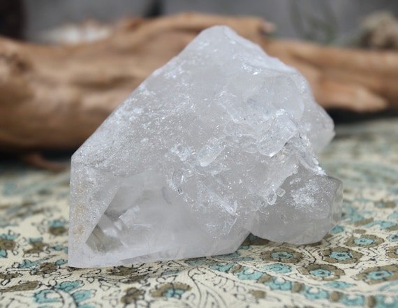 AAA+ Raw Brazilian Quartz Crystal Cluster with Rainbows and Barnacle Quartz Formations, 8.5 oz High Vibration crystal cluster