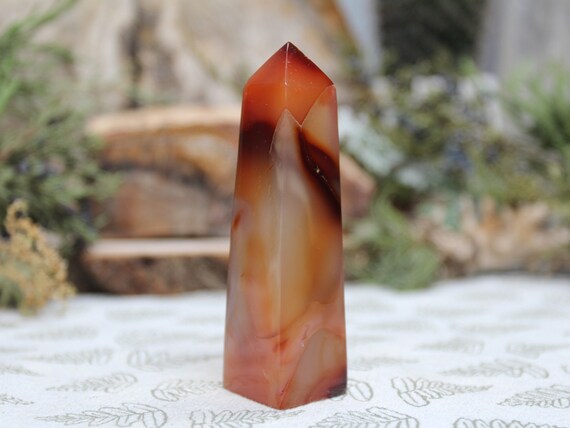 A+ Carnelian Crystal Obelisk Tower, 3.0 oz Polished Crystal from Indonesia