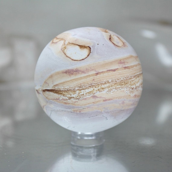 51.6mm Picture Jasper Sphere, AAA++ Quality 4.9 oz Layered Jasper Crystal Ball from Indonesia, Energy Healing + Reiki Charged, Free Shipping