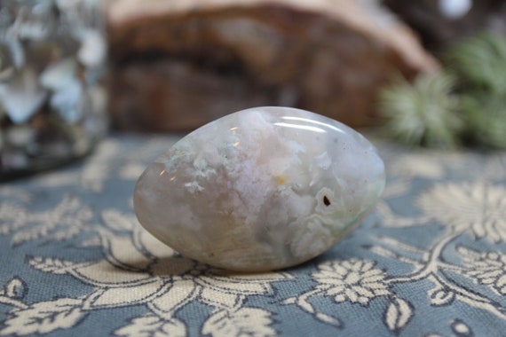 Flower Agate Polished Crystal Palmstone, 1.5 oz stone from Brazil