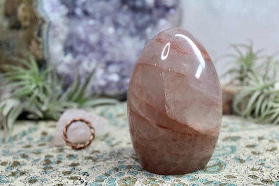 AAA+ 0.66 lb Strawberry Quartz and Rose Quartz Crystal Polished Freeform with Rainbows , 10.6 oz from Brazil