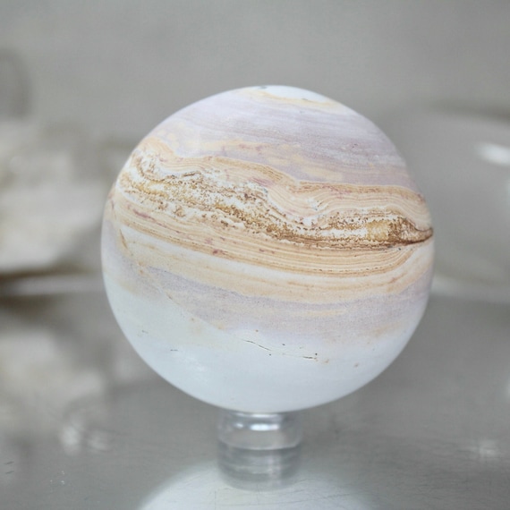61.8mm Picture Jasper Sphere, AAA Quality 7.8 oz Layered Jasper Crystal Ball from Indonesia, Energy Healing + Reiki Charged, Free Shipping