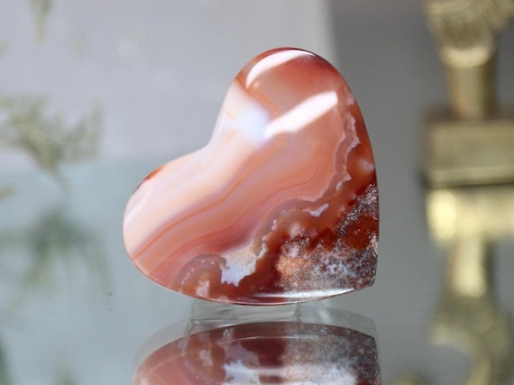 XS Carnelian and Quartz Heart, AA Gem Quality, 0.4 oz Polished Crystal from Indonesia, Gift for Valentine, Love, Free Fast Shipping