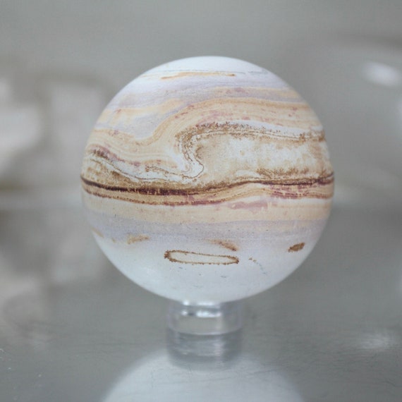 50.9 mm Picture Jasper Sphere, AA+ Quality 4.7 oz Layered Jasper Crystal Ball from Indonesia, Energy Healing + Reiki Charged, Free Shipping