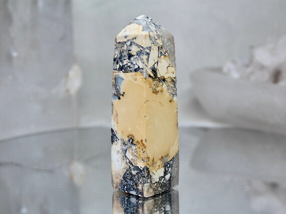 Maligano Jasper Obelisk with Quartz, AAA Quality, 5.9 oz Rare Jasper Tower from Indonesia, High Vibration, Energy Cleanse, Free Fast Ship