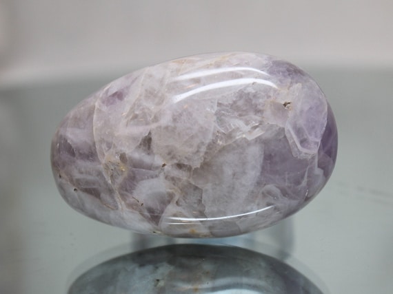 Chevron Amethyst Crystal Palmstone with Rainbows, A+ Quality, 4.3 oz Polished Amethyst and Quartz from Brazil