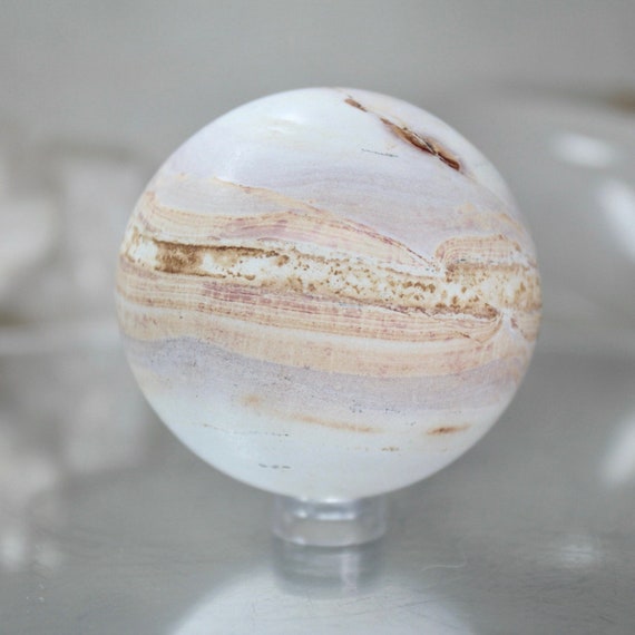 57.3mm Picture Jasper Sphere, AAA+ Quality 6.4 oz Layered Jasper Crystal Ball from Indonesia, Energy Healing + Reiki Charged, Free Shipping