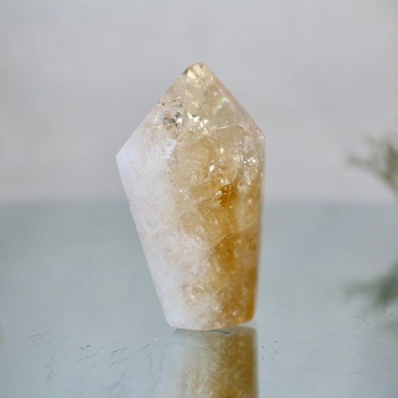 Citrine Mini Generator Point with Amazing Rainbows from Brazil, All Polish AAA Quality Quartz, 1.8 oz Crystal Tower from Brazil