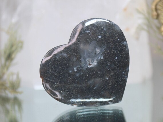 Jasper and Marcasite Heart, Stone of Soul Attraction, AAA++ Quality, 2.3 oz Polished Crystal from Indonesia, Energy Healing, Free Shipping