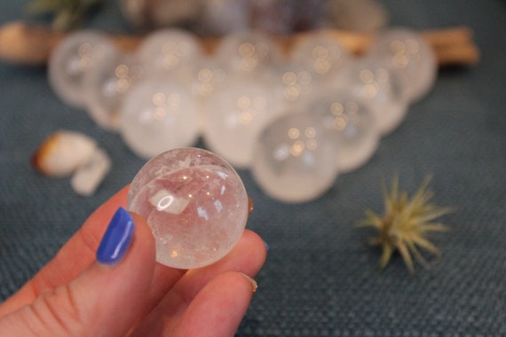 Small Clear Quartz Crystal Sphere 30-35mm, One from Lot