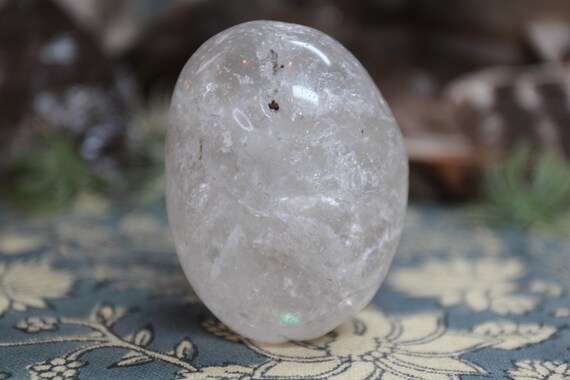 A+ Smokey Quartz Polished Crystal Palmstone with Rainbows, 5.8 oz from Brazil