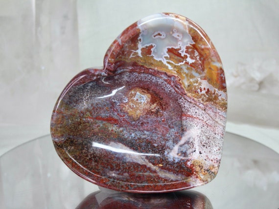 3.17 lb Ocean Jasper Heart Shaped Crystal Bowl, AAA++ Quality 50.8 oz, Polished Dish from Indonesia, Reiki Charge, Energy Healing, Free Ship