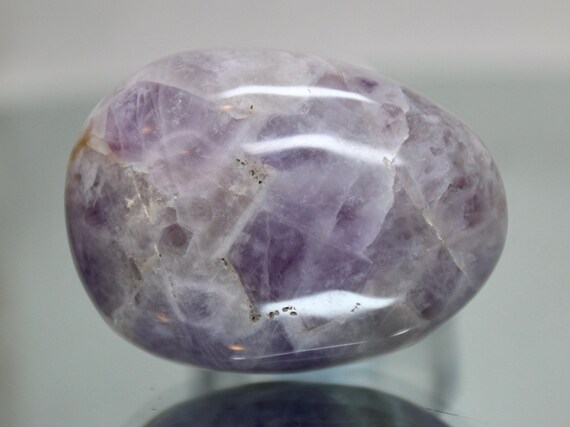 Chevron Amethyst Crystal Palmstone with Rainbows, AA+ Quality, 3.9 oz Polished Amethyst and Quartz from Brazil