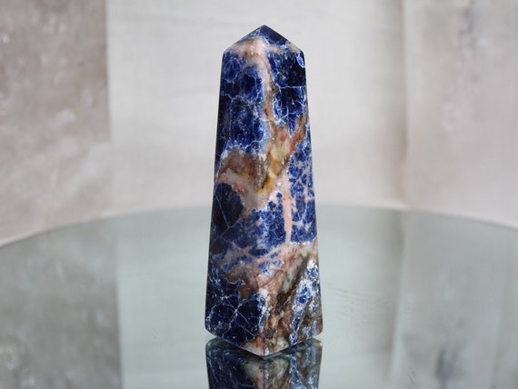 Sodalite Crystal Obelisk Point with Jasper and Hematite, Special AA+ Quality, 7.0 oz All Polish from Indonesia