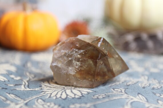 A+ Natural Citrine Raw Crystal Point, with Rainbow Foils and Inclusions , 2.3 oz from Brazil