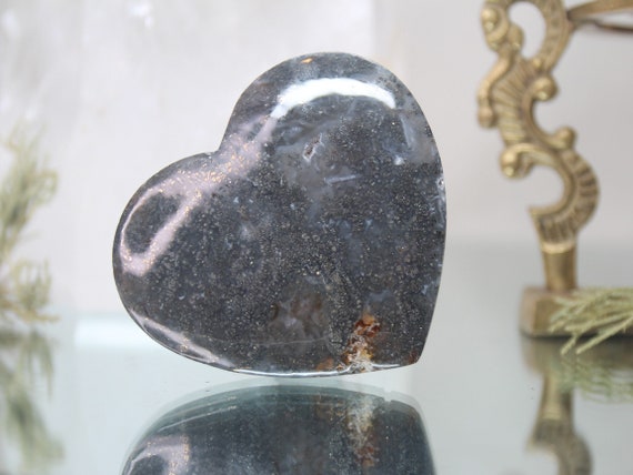 Jasper and Marcasite Heart, Stone of Soul Attraction, AAA Quality, 3.9 oz Polished Crystal from Indonesia, Energy Healing, Free Shipping