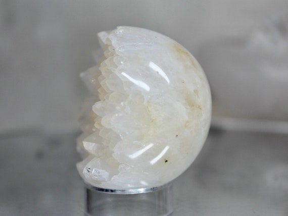 57.9 mm Special Clear Quartz Half Polished Sphere / Cluster Formation, 7.0 oz AAA+ Quality High Vibration Crystal from Indonesia, Free Ship