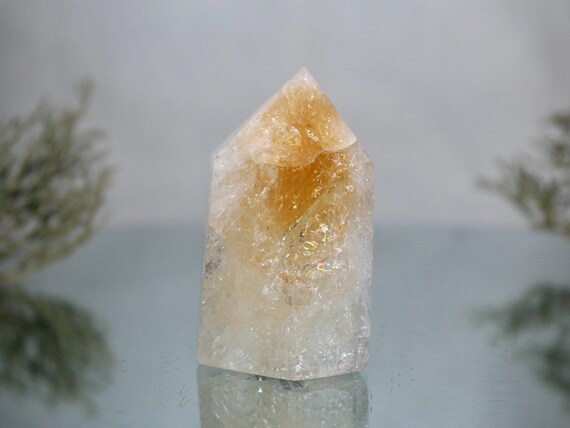 Citrine Mini Generator Point with Amazing Rainbows from Brazil, All Polish A Quality Quartz, 3.8 oz Crystal Tower from Brazil