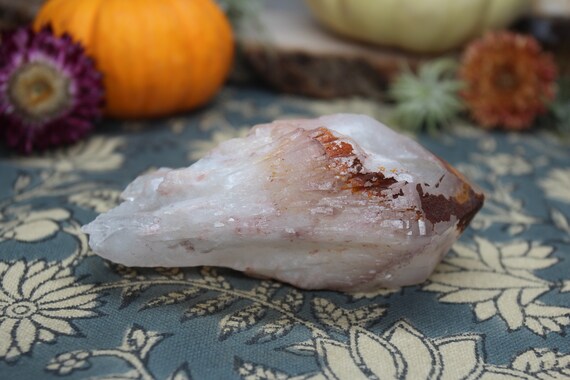 AA+ Pineapple Quartz Crystal with Inclusions and Raw Edge, 6.3 oz High Vibration Raw Double Terminated Crystal from Brazil