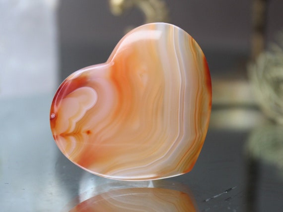 XS Carnelian Heart, AAA+ Gem Quality, 0.9 oz, Polished Crystal with Rounded Edges, from Indonesia, Gift for Valentine, Love