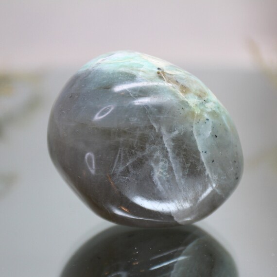 A+ Garnierite, Green Moonstone, Crystal Palmstone with Rainbows, 5.4 oz