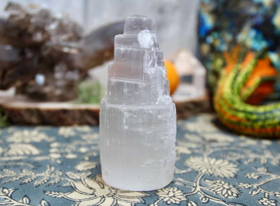 Selenite Crystal Tower, Raw Edge and Flat Base, Approx. 5.5-8.5 oz each from Brazil