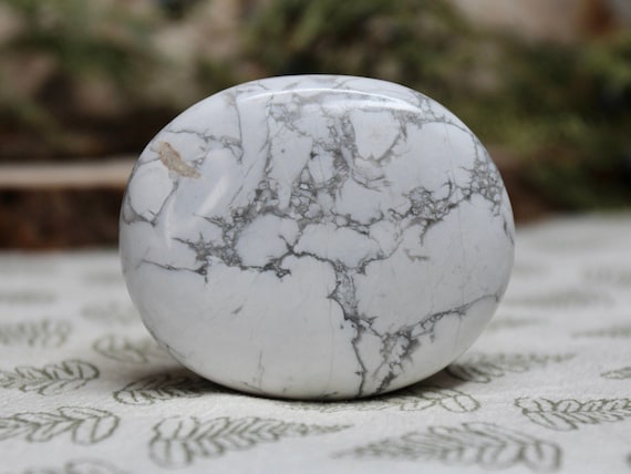 Howlite Crystal Palmstone, 3.5 oz AA+ Polished Howlite Crystal Soap Stone from Brazil