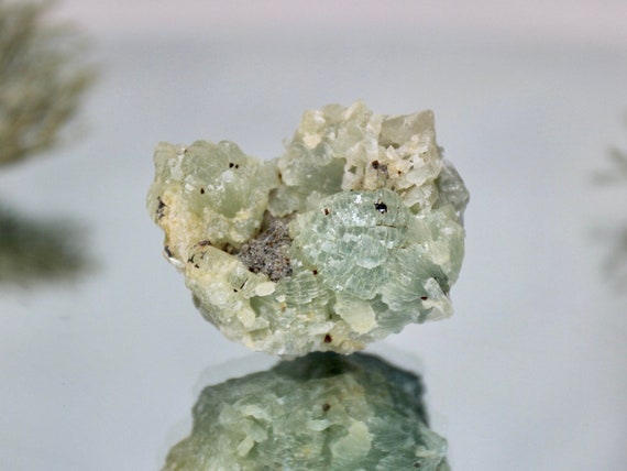 AAA Prehnite Mineral Mini Cluster with Rainbows and Inclusions, 1.3 oz Green Quartz Specimen from Australia
