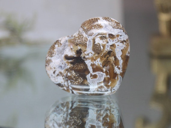 Speckled Ocean Jasper Polished Crystal Heart, 0.6 oz AAA++ Quality, Jasper Carved Puff Heart from Madagascar