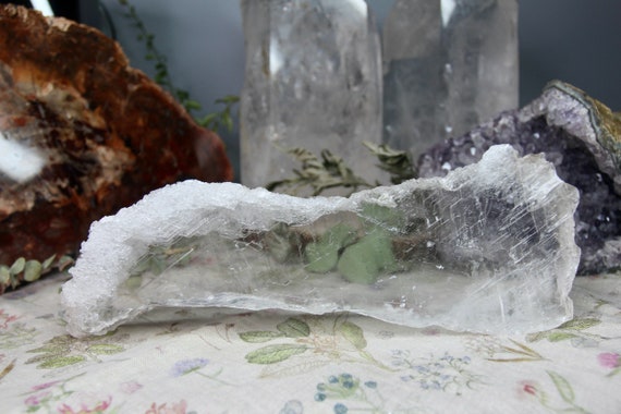 2.39 lb A+ Natural Gypsum Crystal Slab, 38.2 oz Raw Mineral