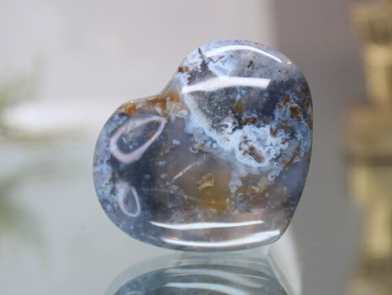 Speckled Ocean Jasper Polished Crystal Heart, 0.6 oz AA+ Quality, Jasper Carved Puff Heart from Madagascar