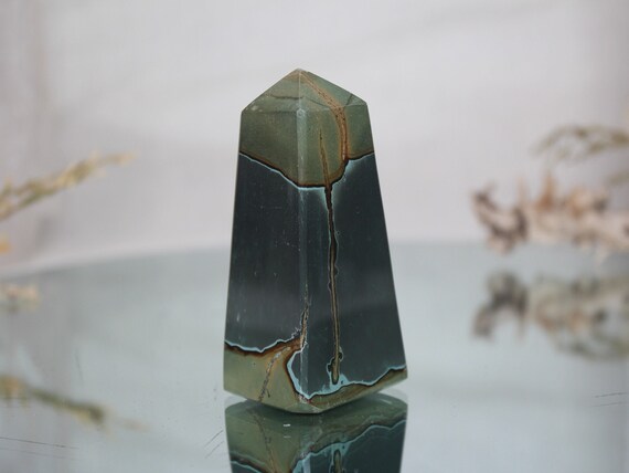 Polychrome Jasper Crystal Obelisk, AAA++ Quality, 5.5 oz Jasper Tower from Indonesia