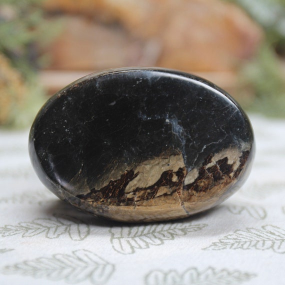 AA+ Black Opal Crystal Palmstone, 2.9 oz Polished Black Opal Polished Handheld Crystal from Indonesia