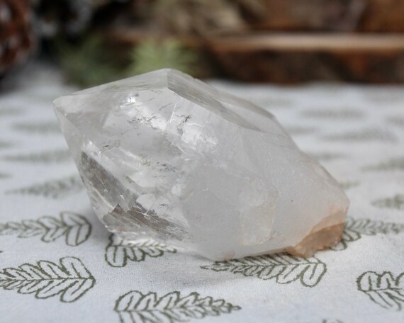 A++ 0.34 lb Lemurian Quartz Natural Point with Rainbows, Raw Edge, 5.5 oz High Frequency Stone