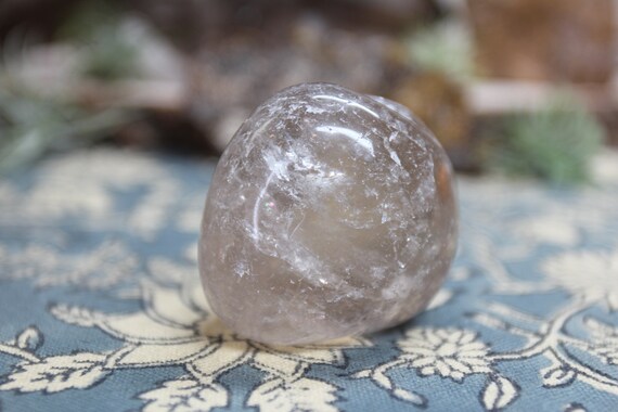 A+ Smokey Quartz Polished Crystal Palmstone with Rainbows, 4.0 oz from Brazil