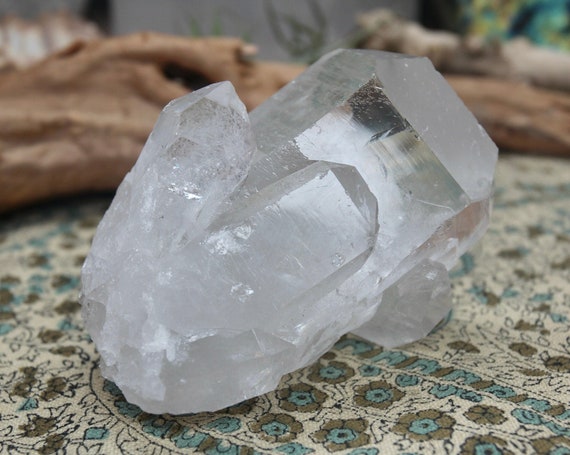 AA++ Ultra Clear Quartz Crystal Cluster with Rainbows, 9.9 oz from Brazil