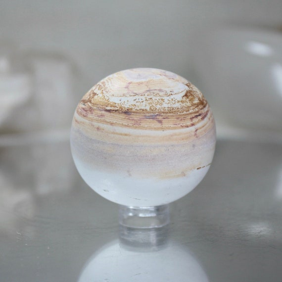 43.9 mm Picture Jasper Sphere, AA Quality 3 oz Layered Jasper Crystal Ball from Indonesia, Energy Healing + Reiki Charged, Free Shipping