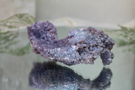 Raw Grape Agate Crystal Cluster with Druzy, 5.4 oz, AAA++ Quality, Purple Grape Agate Crystal Freeform from Indonesia