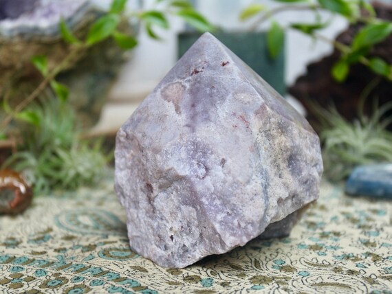 A+ Flower Amethyst Crystal Generator Point, Top Polish and Raw Edge, 16.9 oz Pink And Lavender Amethyst from Brazil