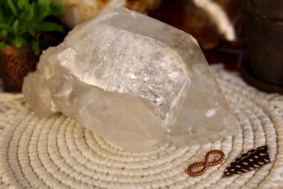 AA+ 3.88 lb Lemurian Crystal with Rainbows, Natural Mother Daughter Point, Raw Edge, 62.2 oz High Frequency Stone