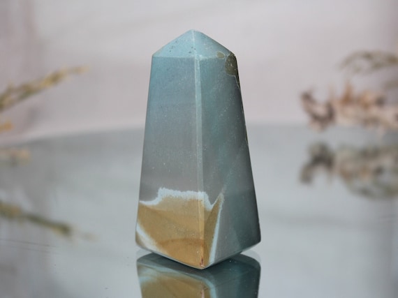 Polychrome Jasper Crystal Obelisk, AA+ Quality, 4.2 oz Jasper Tower from Indonesia
