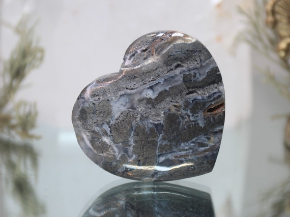 Jasper and Marcasite Heart, Stone of Soul Attraction, AAA++ Quality, 2.9 oz Polished Crystal from Indonesia, Energy Healing, Free Shipping