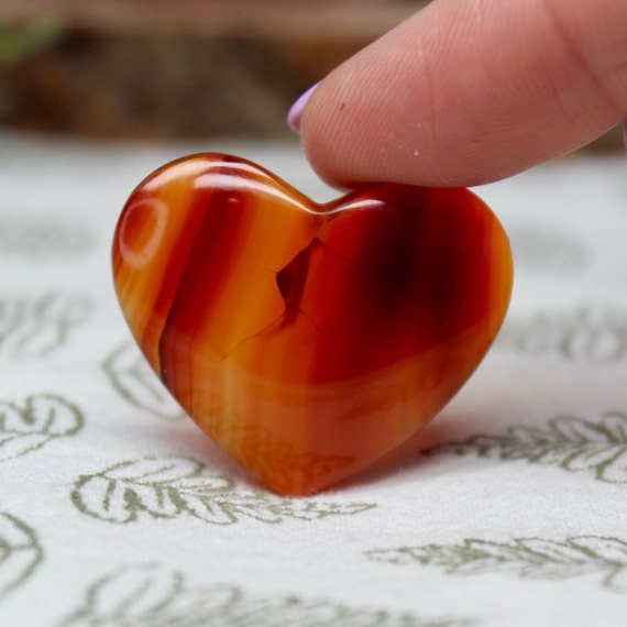 XS Carnelian Heart, A+ Gem Quality, 0.2 oz Polished Crystal from Indonesia, Gift for Valentine, Love
