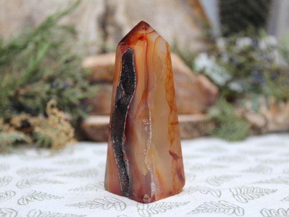 AAA+ Carnelian Crystal Geode Obelisk Tower, 5.0 oz Polished Crystal from Indonesia